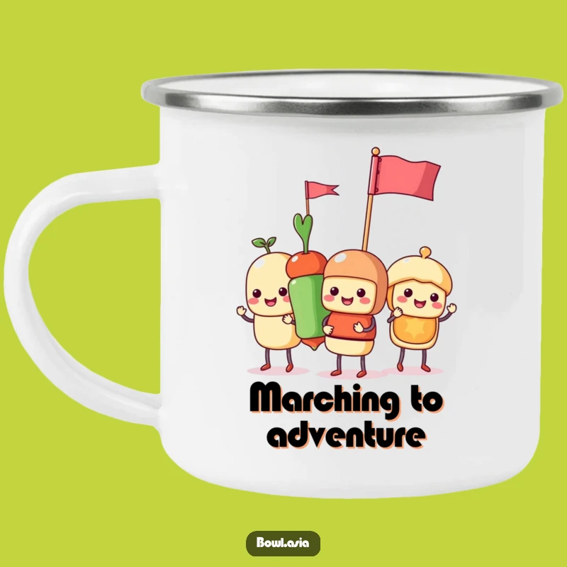 Funny Food Skewer Parade Camping Mug: Adventure Fuelled by Hilarious Foodie Fun
