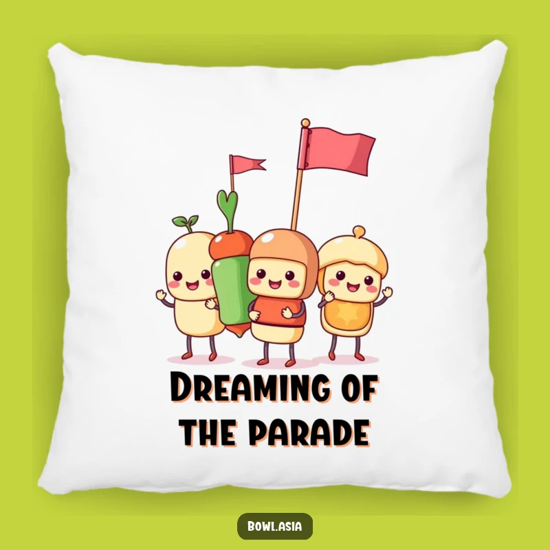 Funny Food Skewer Parade Pillow: Cuddle Up with This Hilarious Comedic Comfort