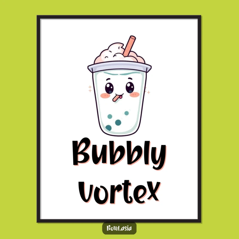 Funny Boba Tea Swirl Digital Art: Instant Joyful Decor for Your Funny Space