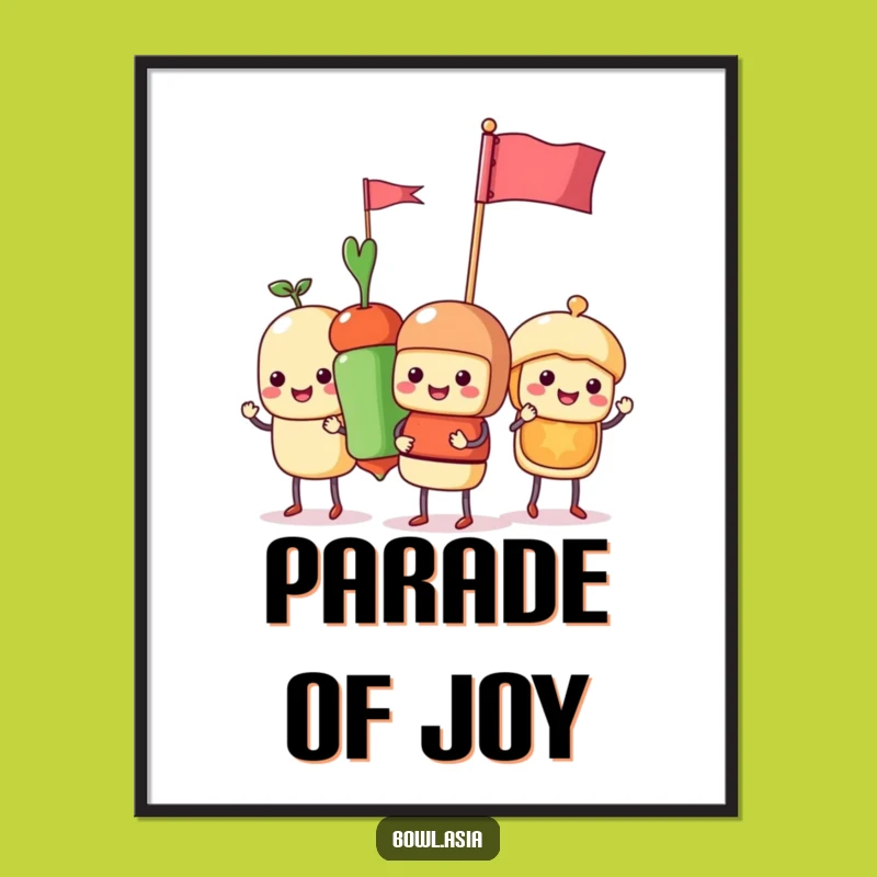 Funny Food Skewer Parade Digital Art: Instant Hilarious Decor for Your Funny Space