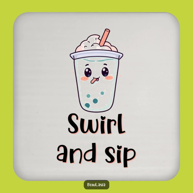Funny Boba Tea Swirl Drink Coasters: Protect Surfaces with Bubbly Humor