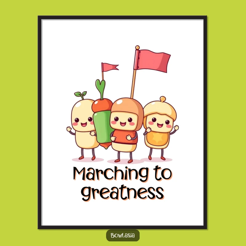 Funny Food Skewer Parade Poster: A Whimsical Wall Art Piece for Your Funny Space