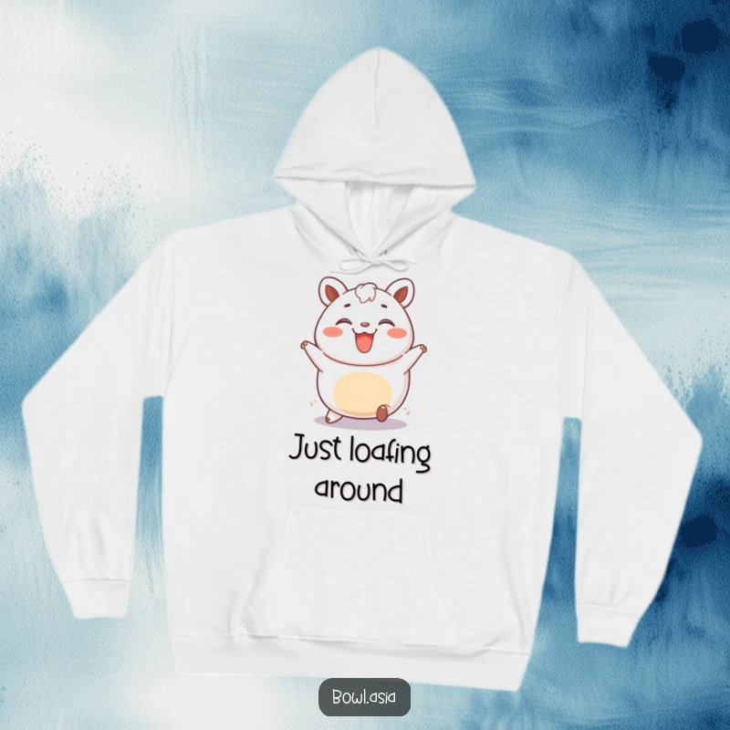 Funny bao bun hoodie featuring a happy, rolling bao bun character with a wide smile, offering cozy and cheerful comfort.