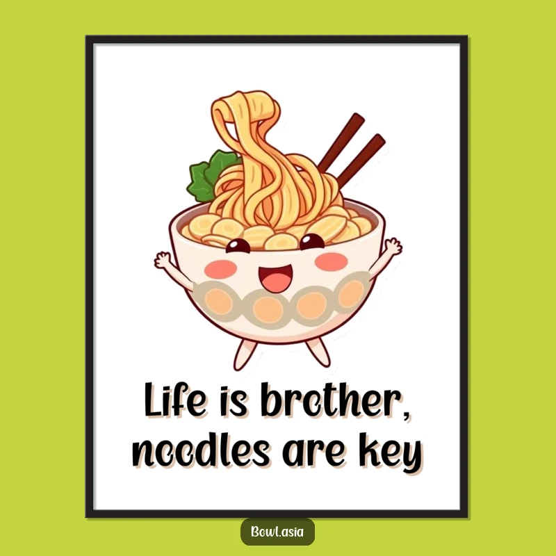 Free Printable Wall Art: Cheerful Ramen Bouncing Funny Downloadable Decor