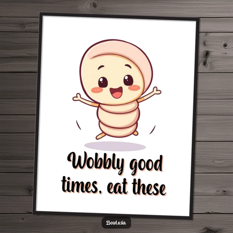Funny Free Printable Wall Art depicting a playful spring roll character in a comical, wobbly spin, perfect for quirky decor.