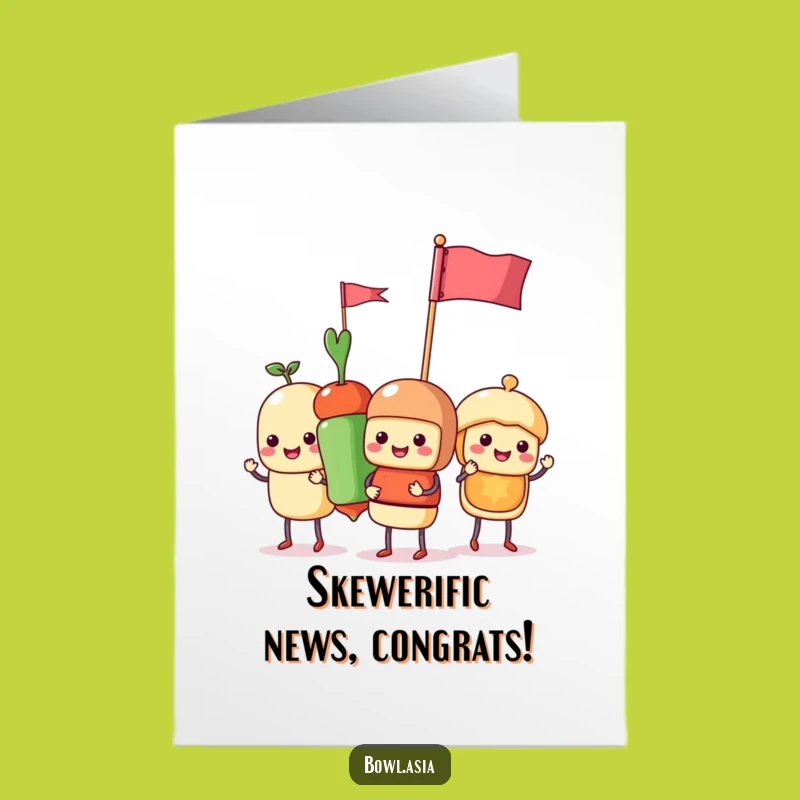 Free Printable Congrats Card: Funny Food Skewers Party Vibe, Downloadable Gift