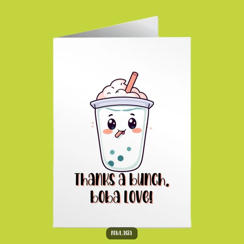 Free Printable Thank You Card: Boba Tea Bubbly Swirl, Downloadable Gift