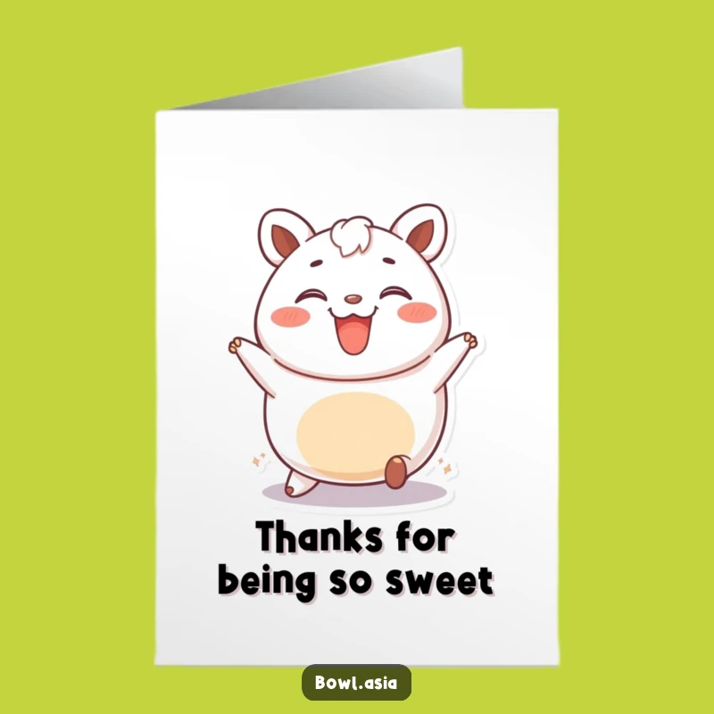Free Printable Thank You Card: Bao Bun's Joyful Thanks Funny Downloadable